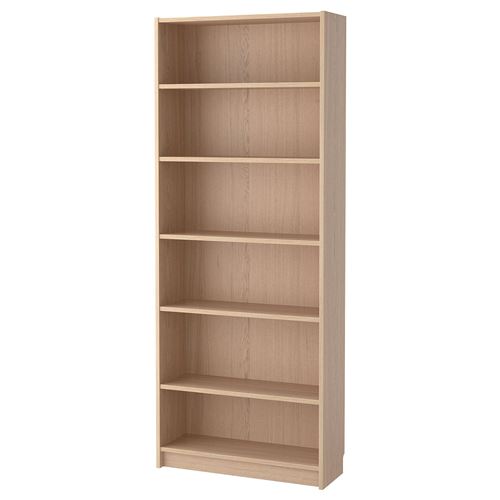 IKEA - BILLY, bookcase, white stained oak veneer, 80x28x202 cm