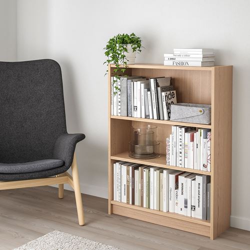 IKEA - BILLY, bookcase, white stained oak veneer, 80x28x106 cm