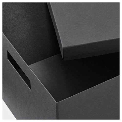 IKEA - TJENA, box with lid, black, 25x35x20 cm