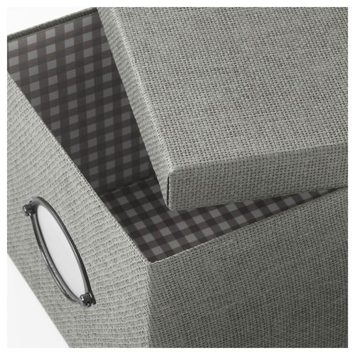 IKEA - KVARNVIK, box with lid, grey, 25x35x20 cm