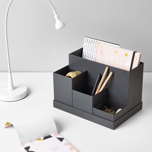 IKEA - TJENA, desk organiser, black, 18x17 cm