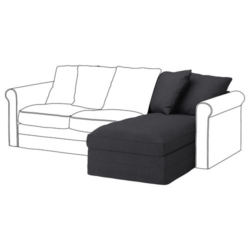 IKEA - GRÖNLID, uzanma koltuğu ünitesi kılıfı, sporda koyu gri