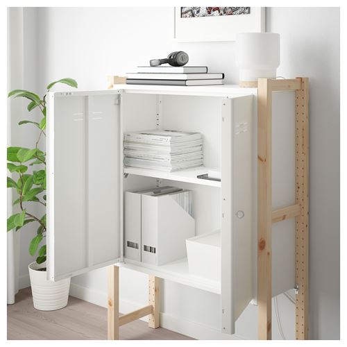 IKEA - IVAR, shelving unit with cabinet, pine/white, 89x30x124 cm