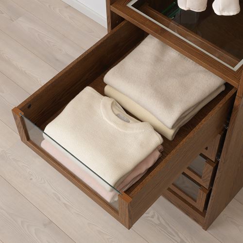 IKEA - KOMPLEMENT, drawer with glass front, brown stained ash effect, 50x58 cm