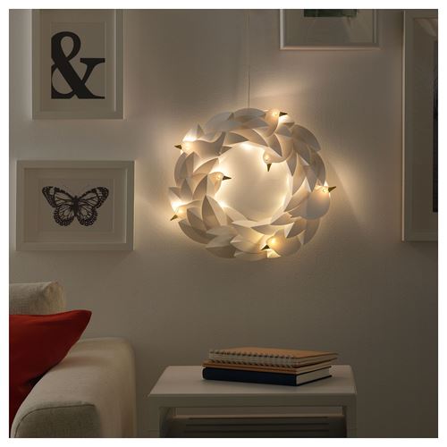 IKEA - STRALA, LED çelenk, beyaz, 39 cm
