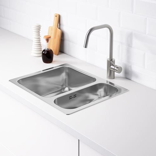 IKEA - HILLESJÖN/LILLVIKEN, 1,5 bowl insert sink, stainless steel, 58x46 cm