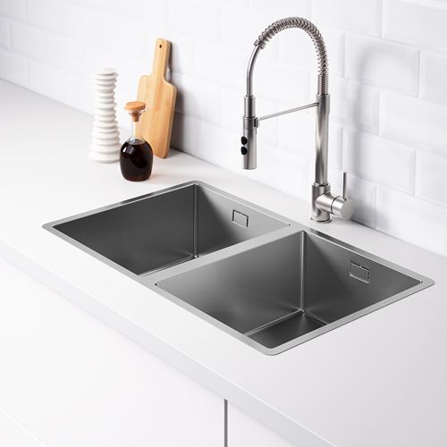 IKEA - NORRSJÖN/LILLVIKEN, çift gözlü eviye, paslanmaz çelik, 73x44 cm