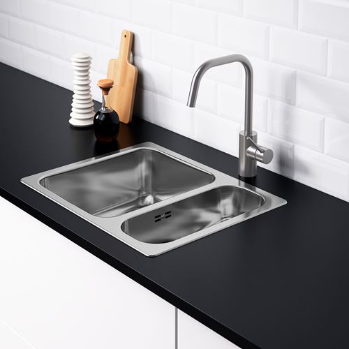 IKEA - HILLESJÖN/LILLVIKEN, 1,5 bowl insert sink, stainless steel, 58x46 cm