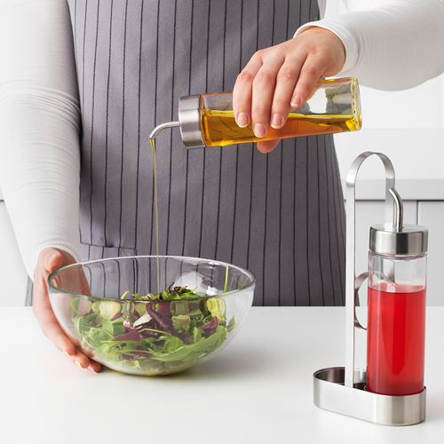 IKEA - ÖRTFYLLD, oil/vinegar set, glass/stainless steel, 20 cl