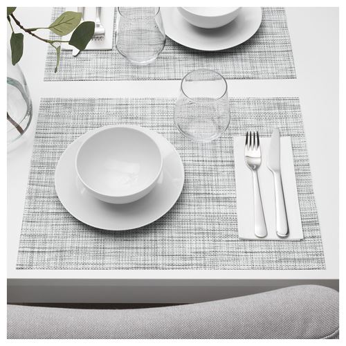 IKEA - SNOBBIG, amerikan servis, beyaz-siyah, 45x33 cm