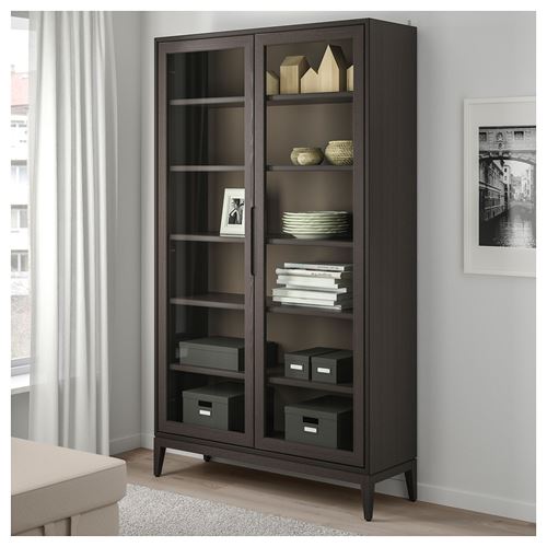 IKEA - REGISSÖR, glass-door cabinet, brown, 118x203 cm