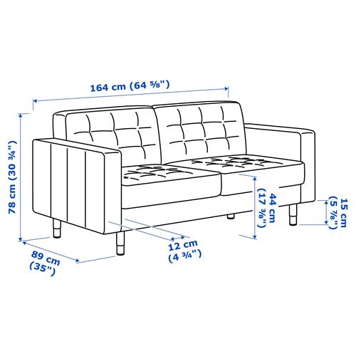 IKEA - LANDSKRONA, 2'li deri kanepe, grann-bomstad siyah