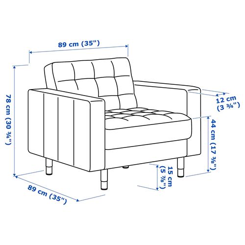 IKEA - LANDSKRONA, tekli deri koltuk, grann-bomstad siyah