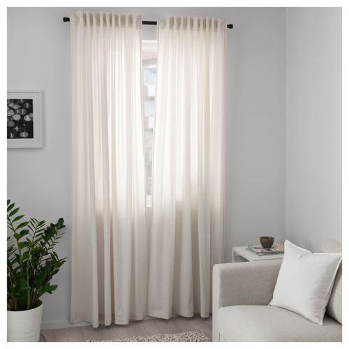 IKEA - HANNALILL, background curtain, 1 pair, beige, 145x300 cm