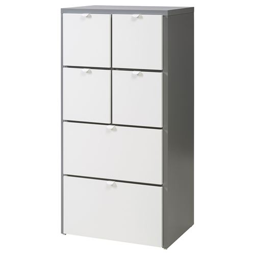 IKEA - VISTHUS, chest of 6 drawers, grey/white, 63x126 cm