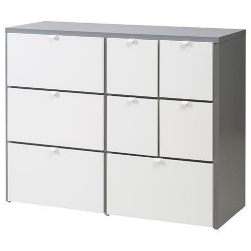 IKEA - VISTHUS, chest of 8 drawers, grey/white, 122x96 cm