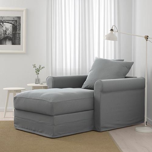 IKEA - GRÖNLID, chaise longue, ljungen medium grey