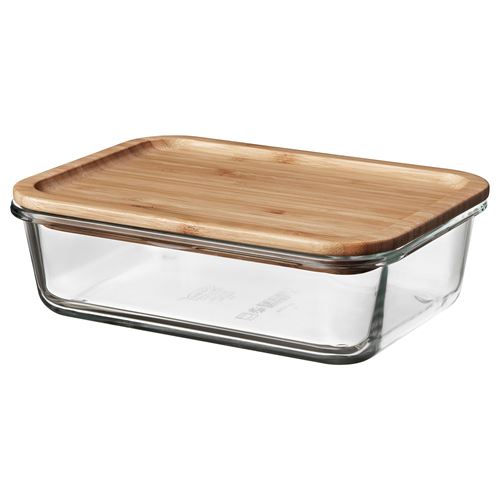 IKEA - IKEA 365+, glass food container with lid, glass/bamboo, 1,0 l