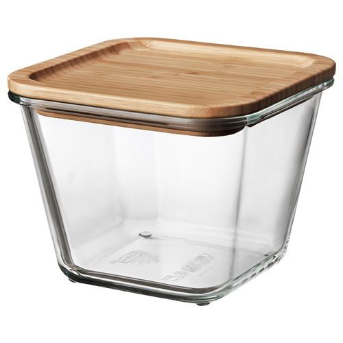 IKEA - IKEA 365+, glass food container with lid, glass/bamboo, 1,2 l