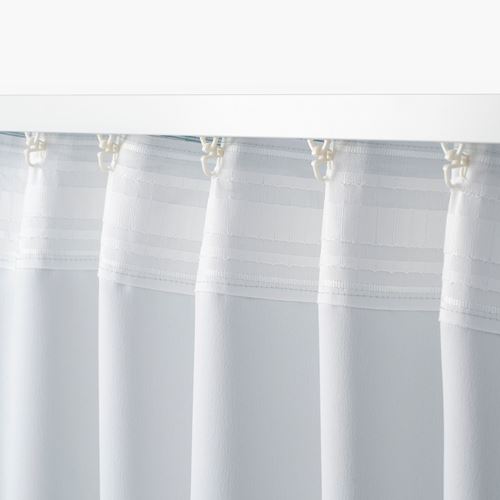 IKEA - VILBORG, blackout curtain, 1 pair, white/turquoise, 145x300 cm