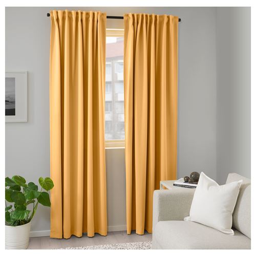 IKEA - MAJGULL, blackout curtain, 1 pair, yellow, 145x300 cm