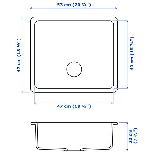 IKEA - HAVSEN/LILLVIKEN, single-bowl insert sink, white, 53x47 cm