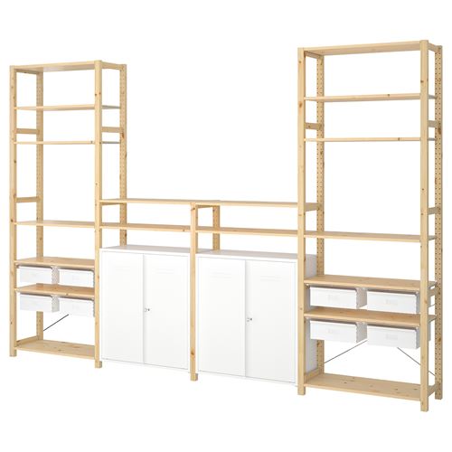 IKEA - IVAR, shelving unit with cabinet, pine/white, 344x30x226 cm