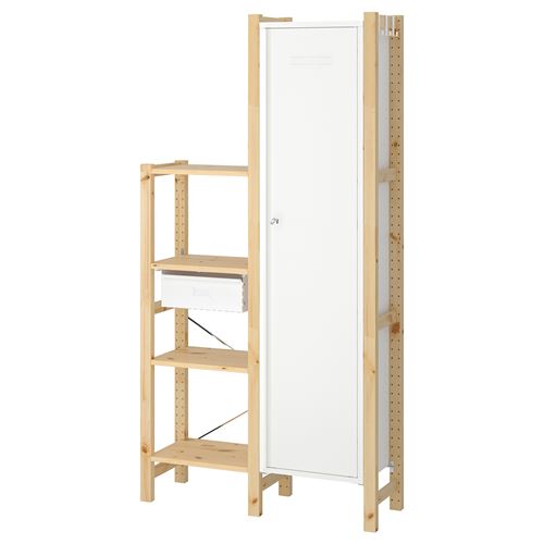 IKEA - IVAR, shelving unit with cabinet, pine/white, 92x30x179 cm