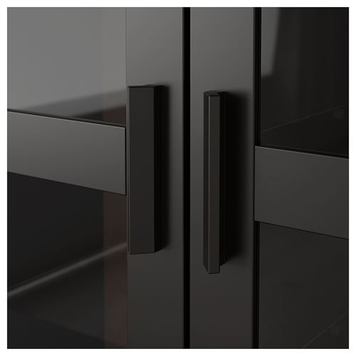 IKEA - BRIMNES, glass-door cabinet, black, 80x190 cm