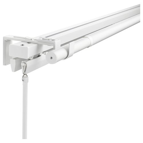 IKEA - VIDGA, perde çubuğu seti ve 3'lü ray, beyaz, 120-210 cm
