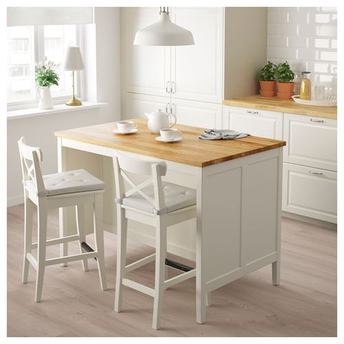 IKEA - TORNVIKEN, kitchen island, off-white/oak, 126x77 cm