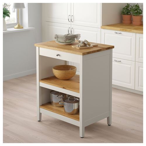 IKEA - TORNVIKEN, kitchen island, off-white/oak, 72x52 cm