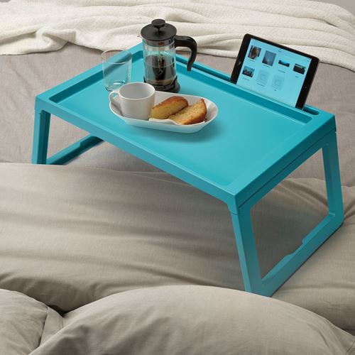 IKEA - KLIPSK, bed tray, turquoise, 56x36x26 cm