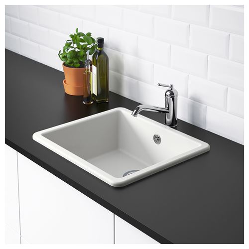 IKEA - HAVSEN/LILLVIKEN, single-bowl insert sink, white, 53x47 cm