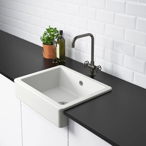 IKEA - HAVSEN/LILLVIKEN, single-bowl insert sink, white, 62x48 cm