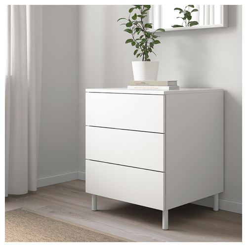 IKEA - PLATSA/FONNES, chest of 3 drawers, white, 60x55x73 cm