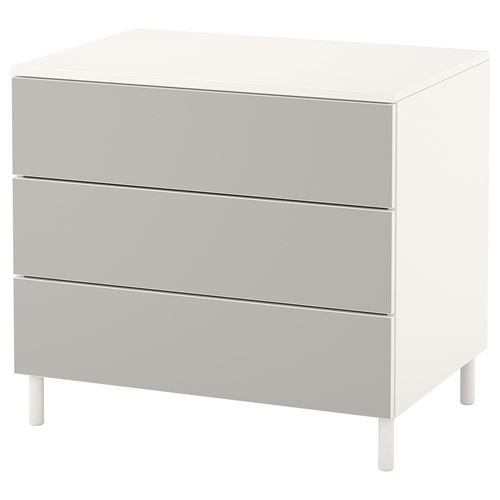 IKEA - PLATSA/SKATVAL, PLATSA şifonyer, beyaz-açık gri, 80x55x73 cm