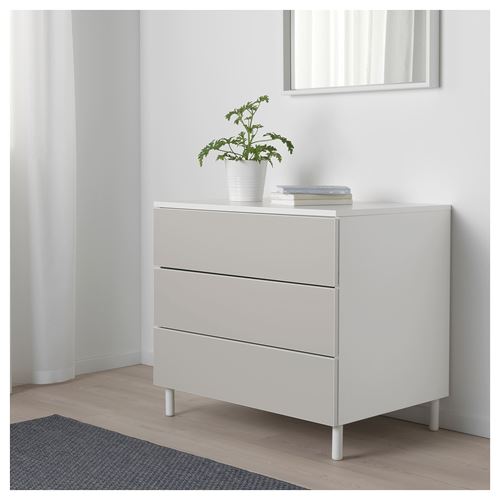 IKEA - PLATSA/SKATVAL, PLATSA şifonyer, beyaz-açık gri, 80x55x73 cm