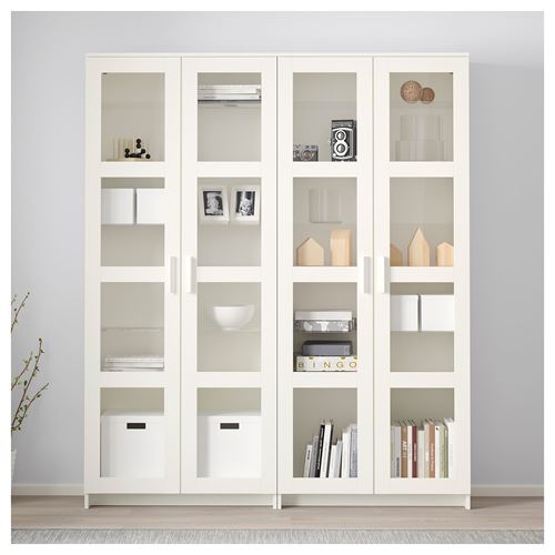 IKEA - BRIMNES, glass-door cabinet, white, 160x35x190 cm