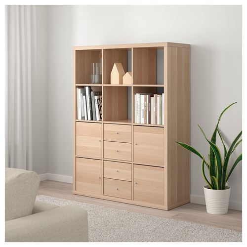 IKEA - KALLAX, Open Shelving Unit, white stained oak effect, 112x147 cm