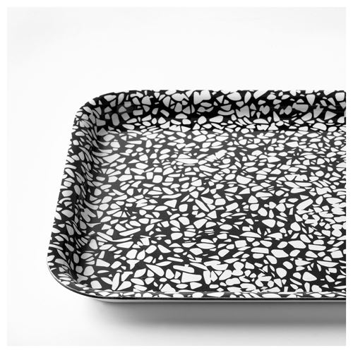 IKEA - VARKUL, tray, black/patterned, 20x28 cm