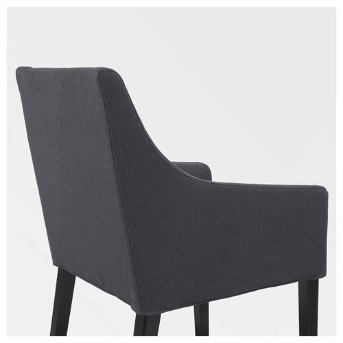 IKEA - SAKARIAS, kolçaklı kumaş sandalye, siyah-sporda koyu gri