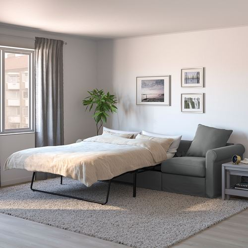 IKEA - GRÖNLID, 3-seat sofa-bed, ljungen medium grey