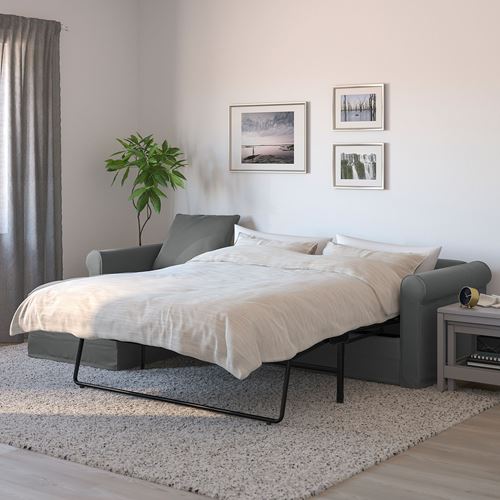 IKEA - GRÖNLID, corner sofa-bed with storage, ljungen medium grey