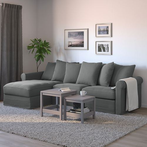 IKEA - GRÖNLID, corner sofa-bed with storage, ljungen medium grey