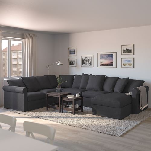 IKEA - GRÖNLID, 4-seat corner sofa bed and chaise longue, Sporda dark grey