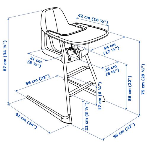 IKEA - LANGUR, highchair with tray, white