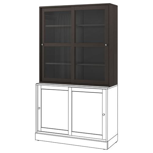 IKEA - HAVSTA, vitrin, koyu kahve, 121x123x35 cm