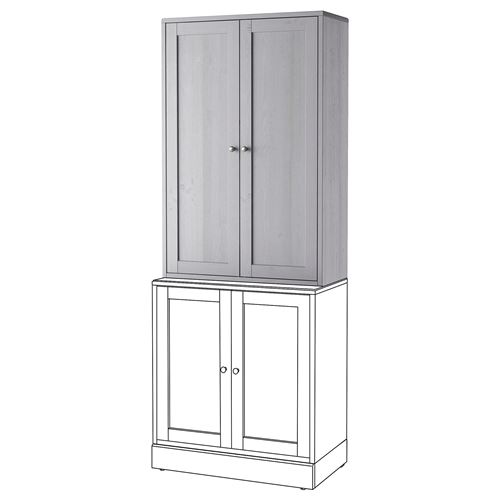 IKEA - HAVSTA, glass-door cabinet, grey, 81x123x35 cm