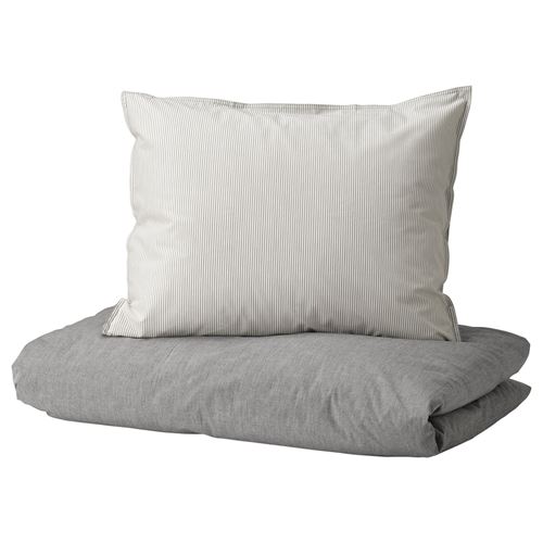 IKEA - BLAVINDA, double quilt cover and 2 pillowcases, grey, 240x220/50x60 cm